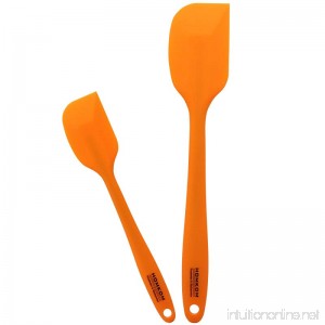 HOMKOM Silicone Spatula Scraper Set with Hygienic Solid Coating Orange (2-Pack) - B01N64UA5X